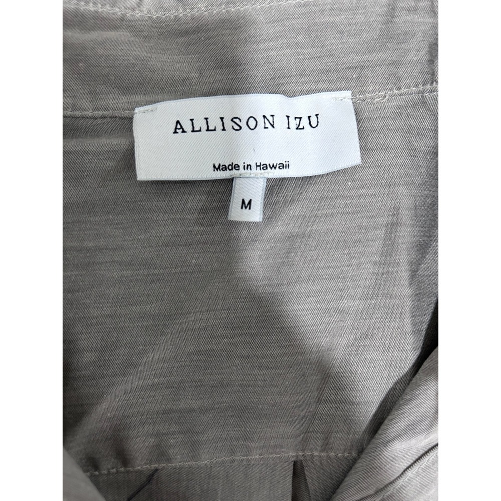 Allison Izu Gray Button Up Blouse Made in Hawaii Oversized 3/4 Lightweight Sz M - Picture 9 of 9